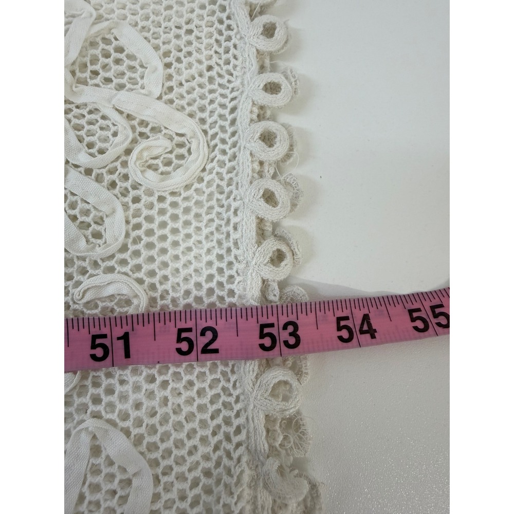 Zara Eyelet Lace Maxi Dress Size 1 White Crochet Boho V-Neck Open Back - Picture 8 of 11